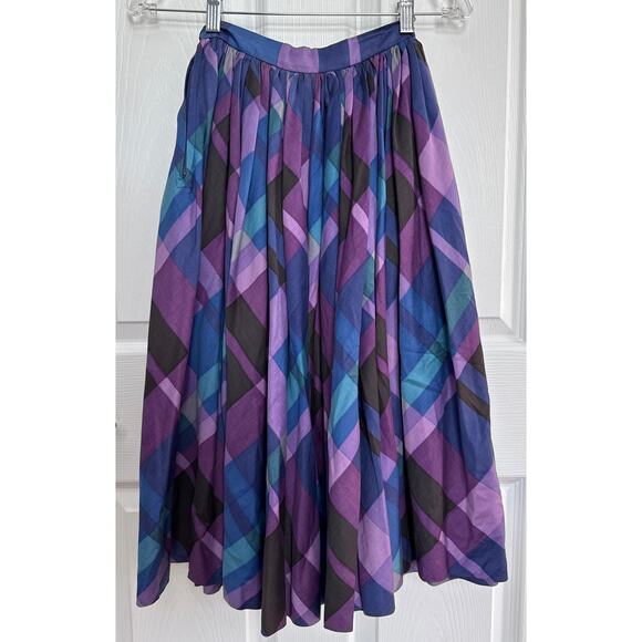Vtg 50's circle plaid skirt Modern Jr by Gale & Gale TABIT metal zipper XXS - Picture 12 of 14